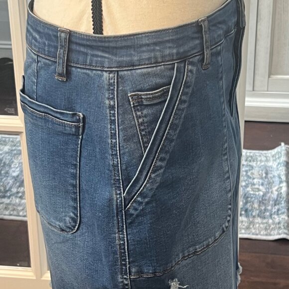 Democracy Absolution Denim Jean Skirt Size 10 Frayed Hem - Picture 4 of 7